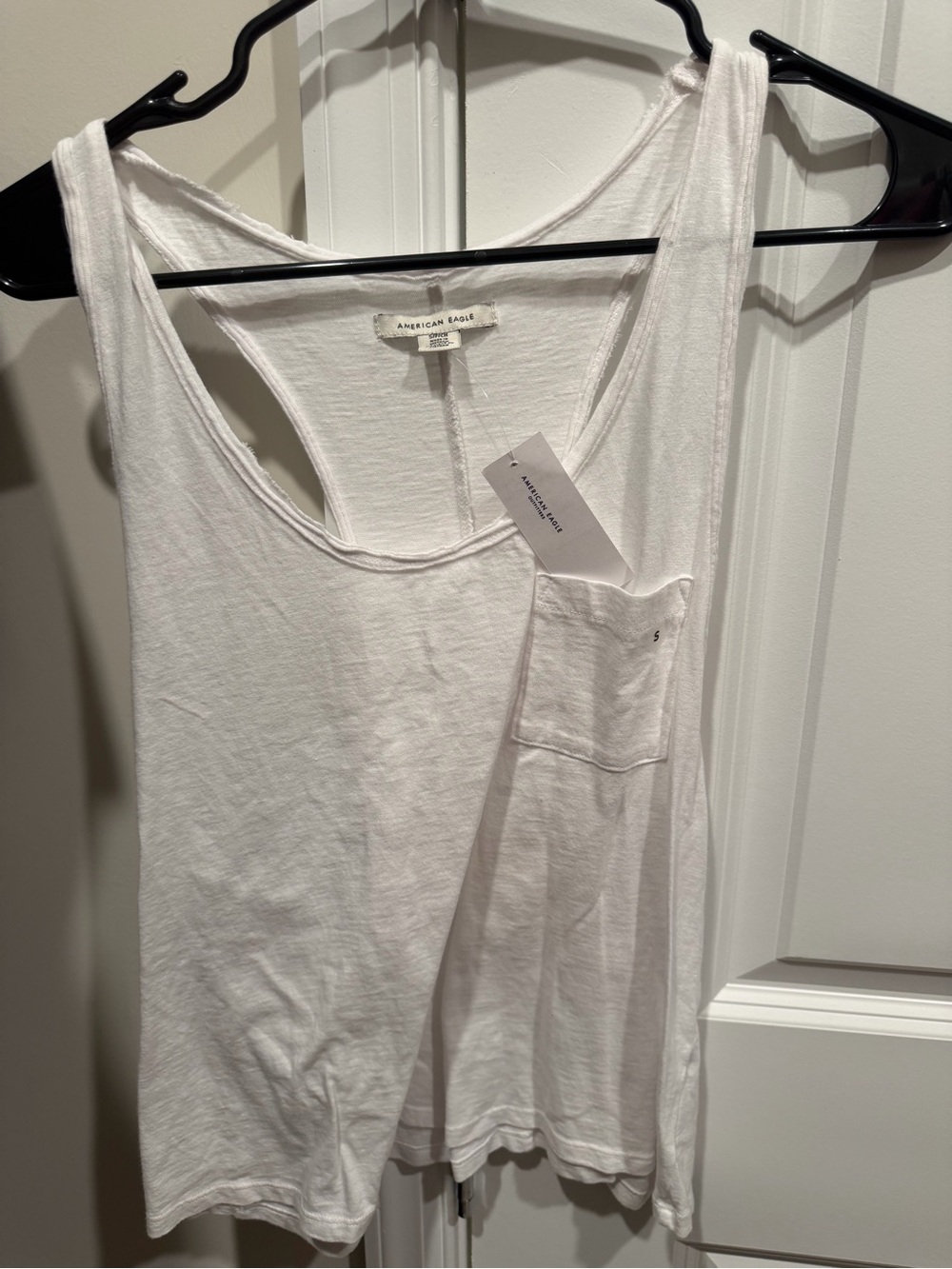 American Eagle Outfitters White Racerback Tank with Chest Pocket